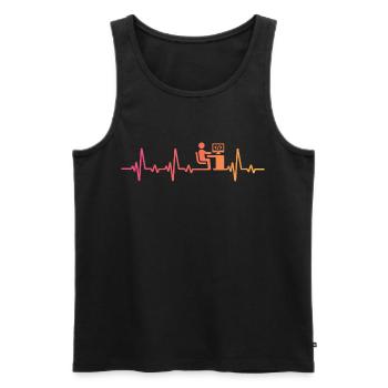 Entwickler von Programmierer Sunset Heartbeat - Männer Premium Bio Tank Top - Schwarz - Vorne - Michal (187cm)