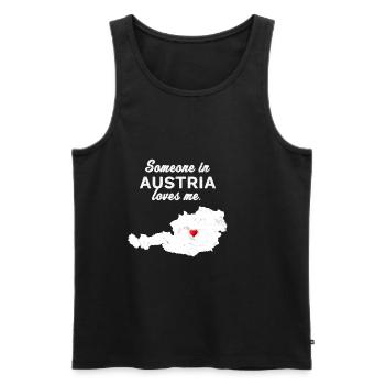 Long-distance relationship or reconciliation, love in Austria - Men's Premium Organic Tank Top - black - Front - AI Model Male 178 light (178cm)