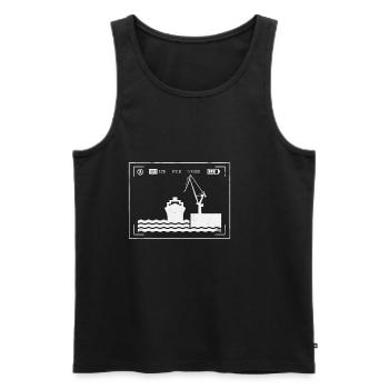 Shipspotting Canal Port Photography Gift - Men's Premium Organic Tank Top - black - Front - AI Model Male 178 light (178cm)