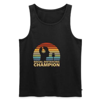 Radio amateur radio amateur champion de la distanciation sociale - Débardeur bio Premium Homme - noir - Devant - AI Model Male 178 light (178cm)