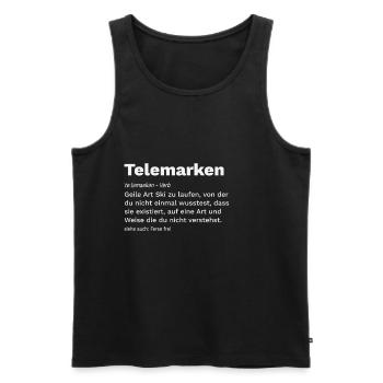 Telemark Ski Telemarken Definition Heel Free - Men's Premium Organic Tank Top - black - Front - AI Model Male 178 light (178cm)