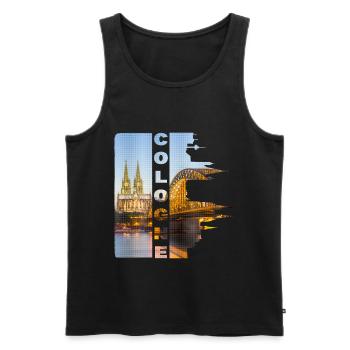 Cologne Cologne Allemagne Ville Skyline Cathédrale de Cologne - Débardeur bio Premium Homme - noir - Devant - AI Model Male 178 light (178cm)