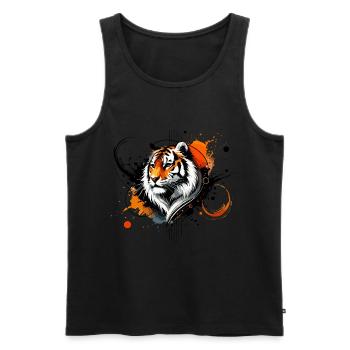 Buntes Aquarell Tiger - Männer Premium Bio Tank Top - Schwarz - Vorne - AI Model Male 178 light (178cm)