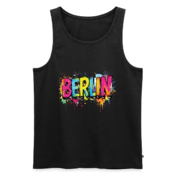 Berlin Graffiti Police Street Art Style Urbain - Débardeur bio Premium Homme - noir - Devant - AI Model Male 178 light (178cm)