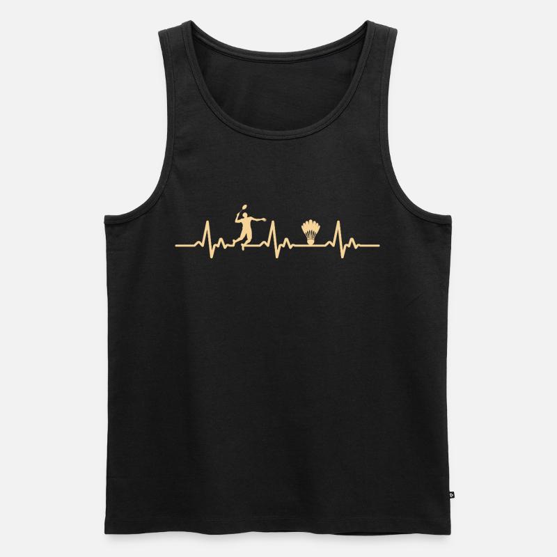 Badminton Herzschlag - Männer Premium Bio Tank Top - Schwarz