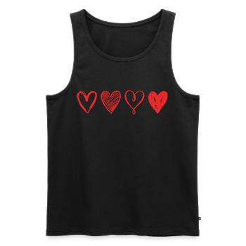 Sketched Red Hearts – Minimalist Design - Men's Premium Organic Tank Top - black - Front - Michal (187cm)