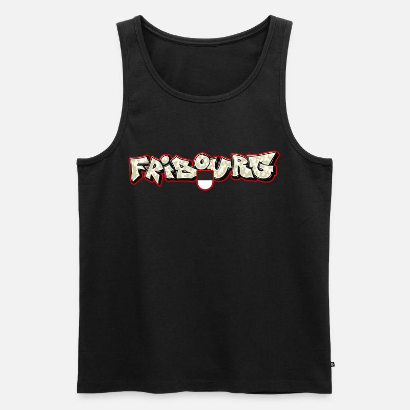 Fribourg Graffiti - Männer Premium Bio Tank Top - Schwarz