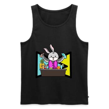 Osterhase Barman Fête de Pâques Fête animaux Beuverie - Débardeur bio Premium Homme - noir - Devant - AI Model Male 178 light (178cm)