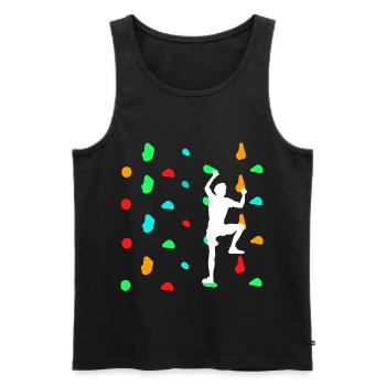 Boulderers bouldering on the climbing wall - Men's Premium Organic Tank Top - black - Front - Michal (187cm)