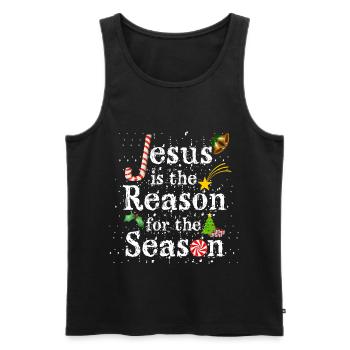 JESUS REASON SEASON WEIHNACHTS GESCHENKE NIKOLAUS - Männer Premium Bio Tank Top - Schwarz - Vorne - AI Model Male 178 light (178cm)