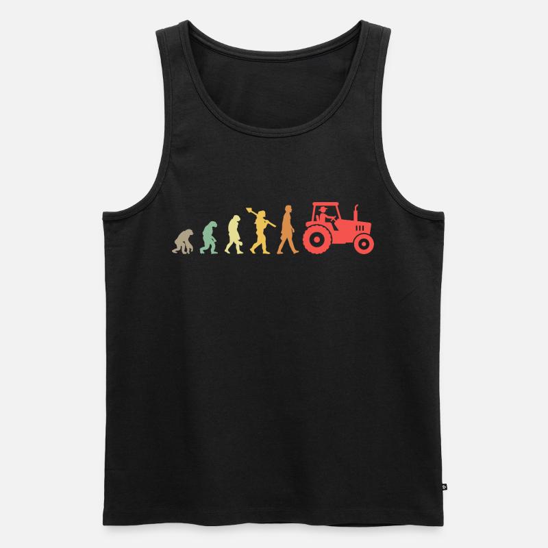 Evolution Tractor _ Farmer - Männer Premium Bio Tank Top - Schwarz