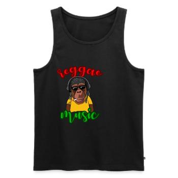 Idée cadeau cadeau musique singe Reggae - Débardeur bio Premium Homme - noir - Devant - AI Model Male 178 light (178cm)