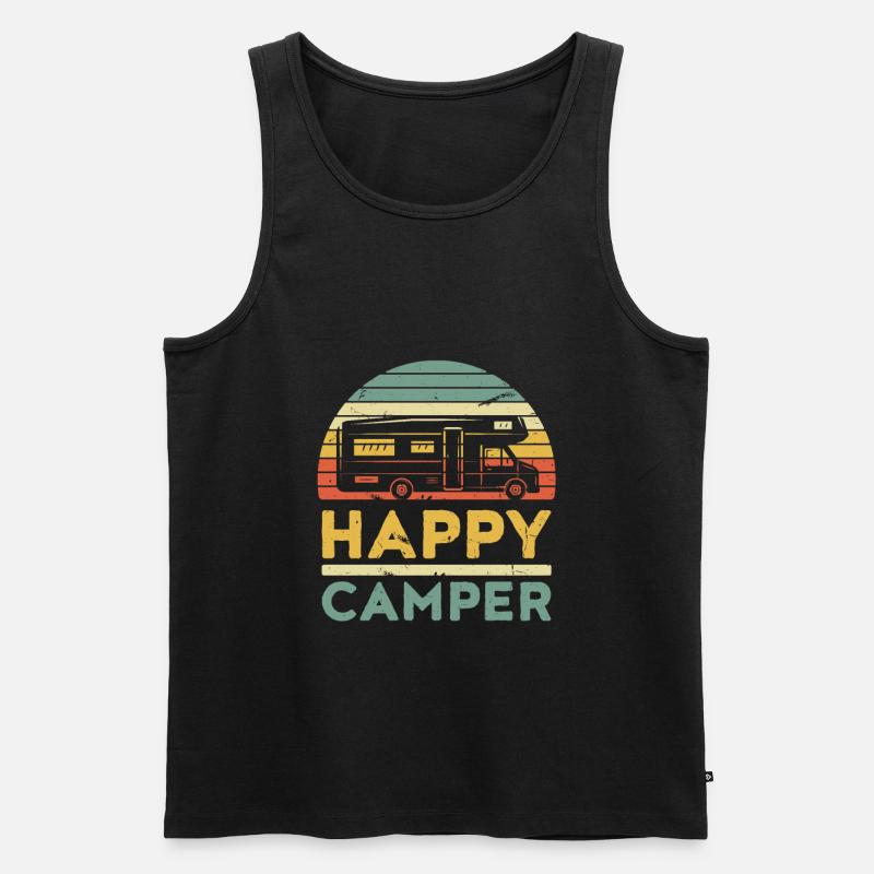HAPPY CAMPER - Männer Premium Bio Tank Top - Schwarz