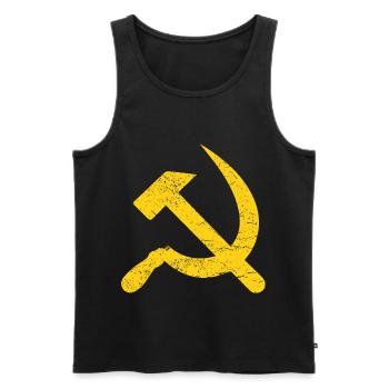 Cadeau de marteau et faucille URSS Russie Poutine - Débardeur bio Premium Homme - noir - Devant - AI Model Male 178 light (178cm)
