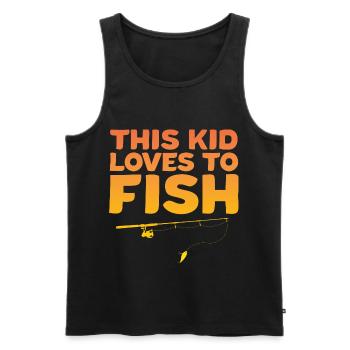 Enfants Pêche Cet enfant aime pêcher le poisson - Débardeur bio Premium Homme - noir - Devant - AI Model Male 178 light (178cm)