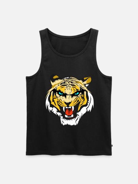 Cool tiger head t-shirt - Men's Premium Organic Tank Top - black