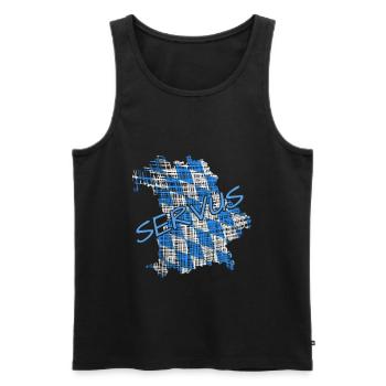 Servus Bayern - Männer Premium Bio Tank Top - Schwarz - Vorne - AI Model Male 178 light (178cm)