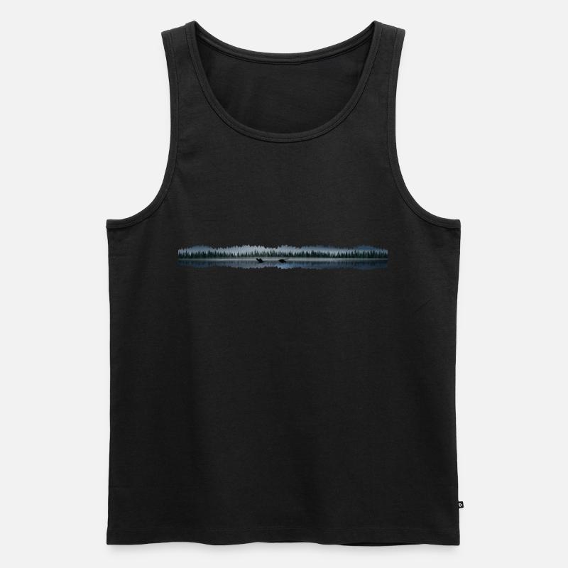 Baum am See Lake Tree - Männer Premium Bio Tank Top - Schwarz