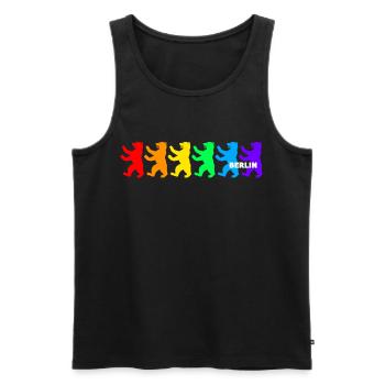 Berliner Bären / Regenbogenfarben - Männer Premium Bio Tank Top - Schwarz - Vorne - Michal (187cm)