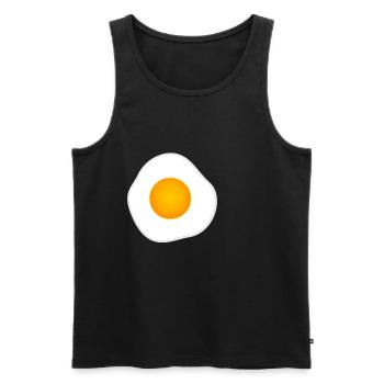 Œuf au plat le matin. - Débardeur bio Premium Homme - noir - Devant - AI Model Male 178 light (178cm)