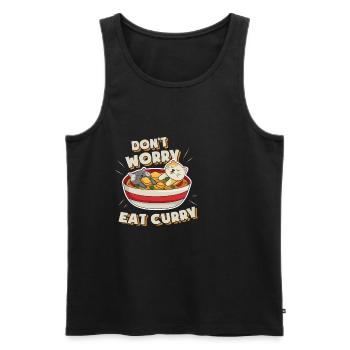 Curry fan saying I Dont Worry Eat Curry - Men's Premium Organic Tank Top - black - Front - AI Model Male 178 light (178cm)