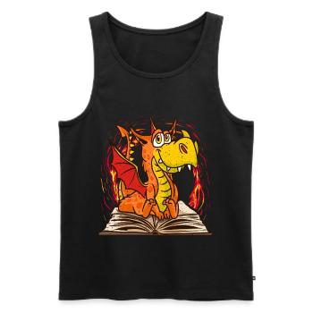 Buch Drache Lesen Bücherwurm Literatur Roman Autor - Männer Premium Bio Tank Top - Schwarz - Vorne - Michal (187cm)