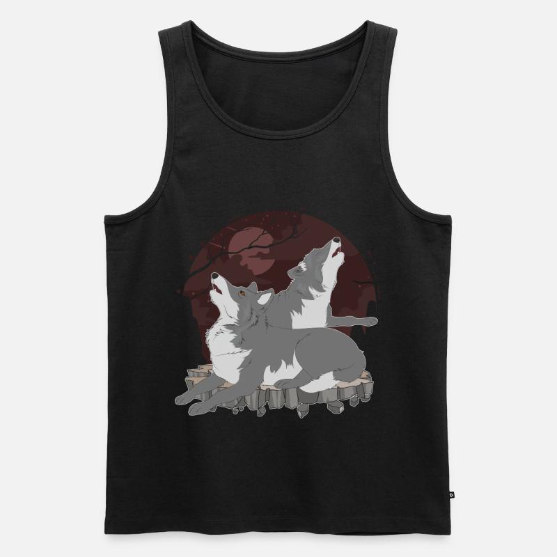 Wolf - Männer Premium Bio Tank Top - Schwarz