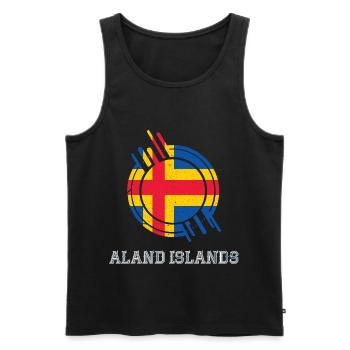 Aland-Inseln Runder Schild Landesfarben - Männer Premium Bio Tank Top - Schwarz - Vorne - AI Model Male 178 light (178cm)