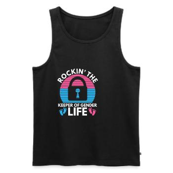 Gender Reveal Design für eine Gender-Hüterin - Männer Premium Bio Tank Top - Schwarz - Vorne - Michal (187cm)