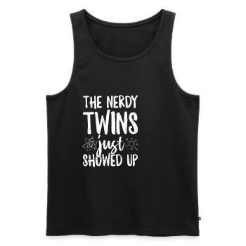 Die streberhaften Zwillinge sind gerade - Männer Premium Bio Tank Top - Schwarz - Vorne - Michal (187cm)