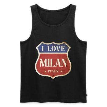 Milan Milan Italie Ville J’aime Vintage Rétro - Débardeur bio Premium Homme - noir - Devant - Michal (187cm)
