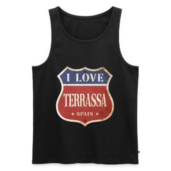Terrassa Spanien Stadt I Love Vintage Retro - Männer Premium Bio Tank Top - Schwarz - Vorne - AI Model Male 178 light (178cm)