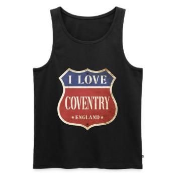 Coventry England UK City I Love Vintage Retro - Men's Premium Organic Tank Top - black - Front - AI Model Male 178 light (178cm)