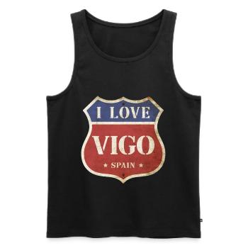 Vigo Spanien Stadt I Love Vintage Retro Schild - Männer Premium Bio Tank Top - Schwarz - Vorne - AI Model Male 178 light (178cm)
