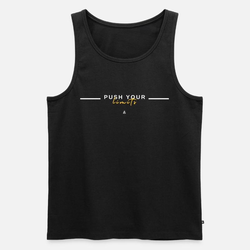 Überschreite deine Grenzen – Disziplin-Mindset-Design - Männer Premium Bio Tank Top - Schwarz