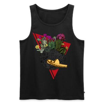 Planète de cactus en couleur - Débardeur bio Premium Homme - noir - Devant - AI Model Male 178 light (178cm)