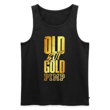 Old but Gold Pimp, goldfarben, goldene Schrift - Männer Premium Bio Tank Top - Schwarz - Vorne - AI Model Male 178 light (178cm)