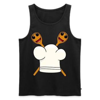 Chef chef hat wooden spoon - Men's Premium Organic Tank Top - black - Front - Michal (187cm)