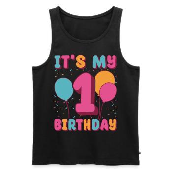 Es Ist Mein 1. Geburtstag - Männer Premium Bio Tank Top - Schwarz - Vorne - Michal (187cm)