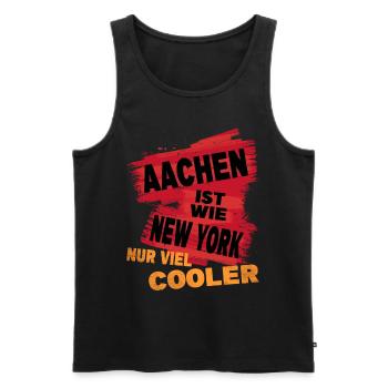 Aachen Deutschland Stadt Spruch Ist Wie New York - Männer Premium Bio Tank Top - Schwarz - Vorne - Michal (187cm)