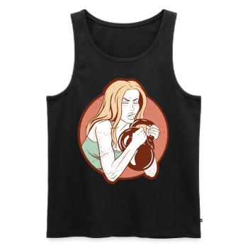 Bodybuilder Leg Day Girl Kettlebells Fitness - Männer Premium Bio Tank Top - Schwarz - Vorne - AI Model Male 178 light (178cm)
