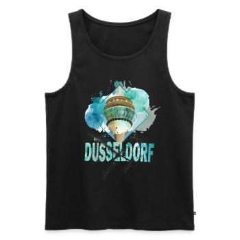 Düsseldorf Deutschland Stadt Skyline Splash Bunt - Männer Premium Bio Tank Top - Schwarz - Vorne - AI Model Male 178 light (178cm)