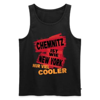 Chemnitz Germany city saying is like New York - Men's Premium Organic Tank Top - black - Front - AI Model Male 178 light (178cm)