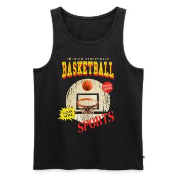 Basketteur Basketteur Basket Dunking Sport Vintage - Débardeur bio Premium Homme - noir - Devant - Michal (187cm)