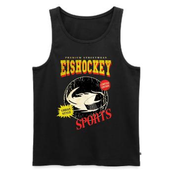 Rondelle de hockey sur glace Puck de hockey sur glace Vintage Rétro - Débardeur bio Premium Homme - noir - Devant - Michal (187cm)