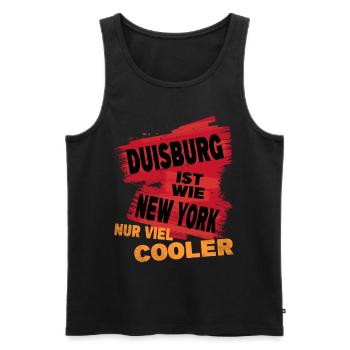 Duisburg Germany city saying is like New York - Men's Premium Organic Tank Top - black - Front - AI Model Male 178 light (178cm)