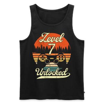 Level 7 Unlocked Männer Jungs Gamer 7 Geburtstag - Männer Premium Bio Tank Top - Schwarz - Vorne - Michal (187cm)
