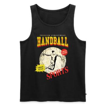 Handballspielerin Handballerin Vintage Retro - Männer Premium Bio Tank Top - Schwarz - Vorne - Michal (187cm)