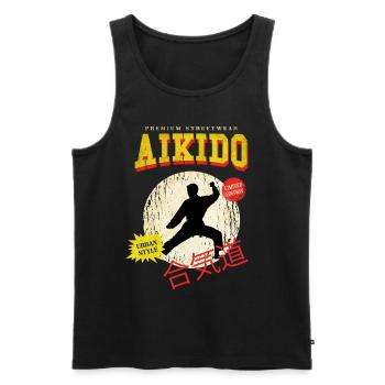 Aïkido Arts Martiaux Arts Martiaux Combattant Vintage Rétro - Débardeur bio Premium Homme - noir - Devant - Michal (187cm)