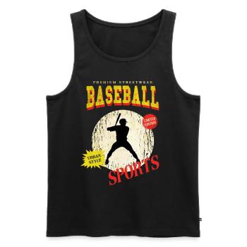 Baseball Baseball Player USA Sport Vintage Retro - Débardeur bio Premium Homme - noir - Devant - Michal (187cm)